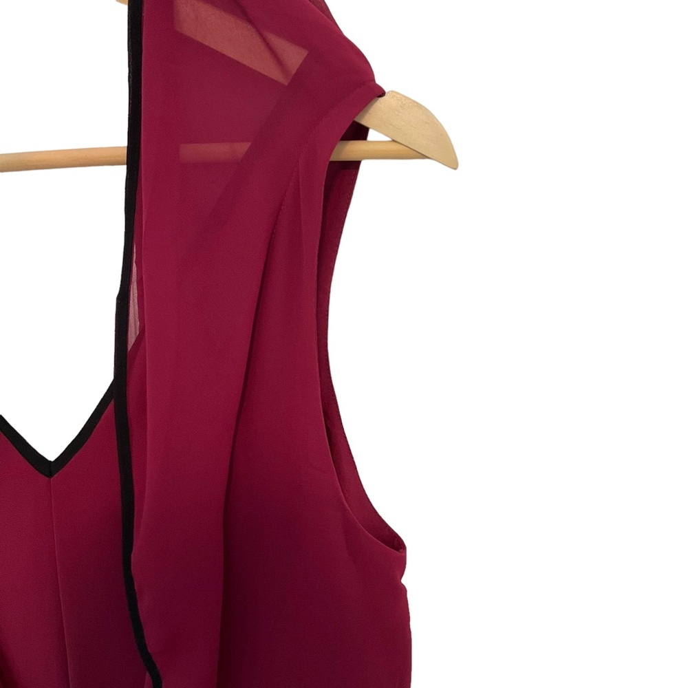 BCBG Dress BCBGeneration Women's Maroon V-neck Ruffle Tent/Shift Dress S… - Picture 9 of 15